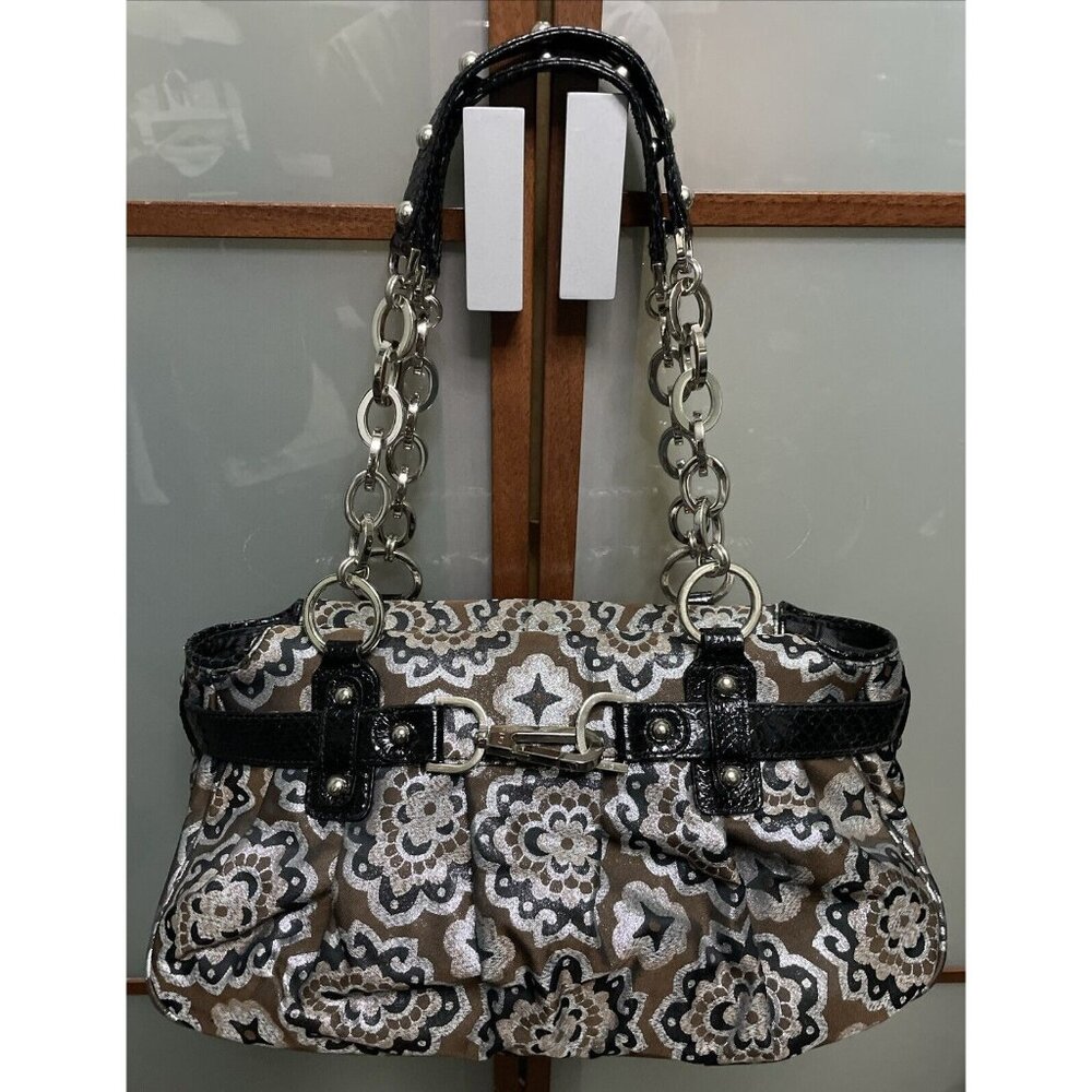 Rafe New York Metallic Brocade Snake Print Trimmed Chain Purse Shoulder Handbag